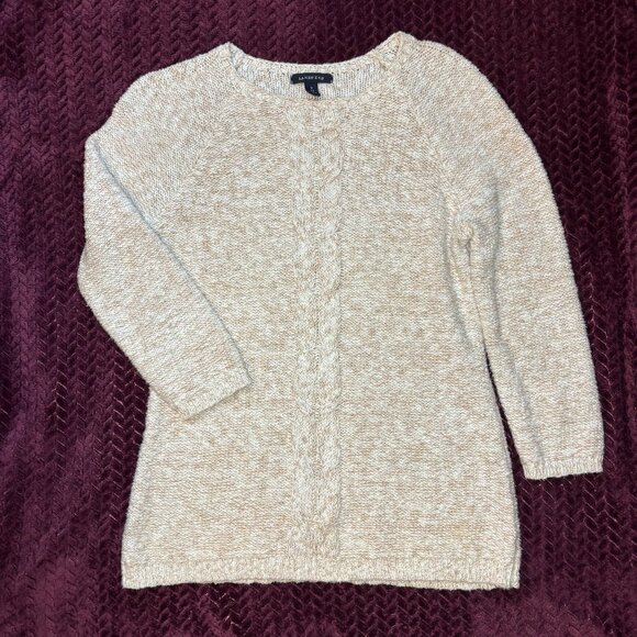 Lands End 100% Cotton Sweater 🐑 Size S, Oatmeal Heather - Picture 1 of 5